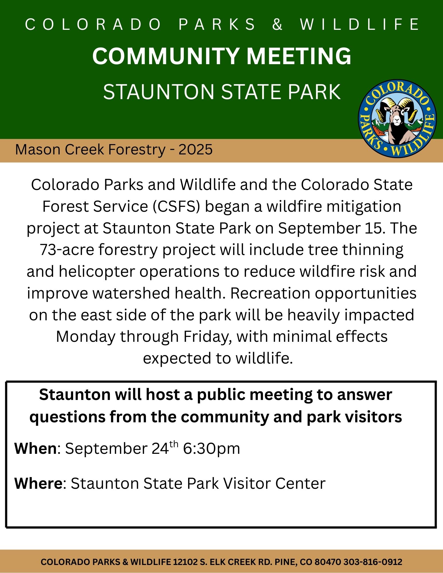 Staunton State Park forestry meeting notice